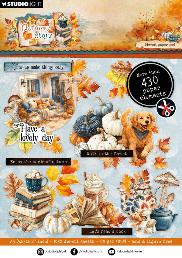 Studio Light - Stanzpapierbblock "Autumn Story " Die Cut Paper Pad A5 - 20 Bogen