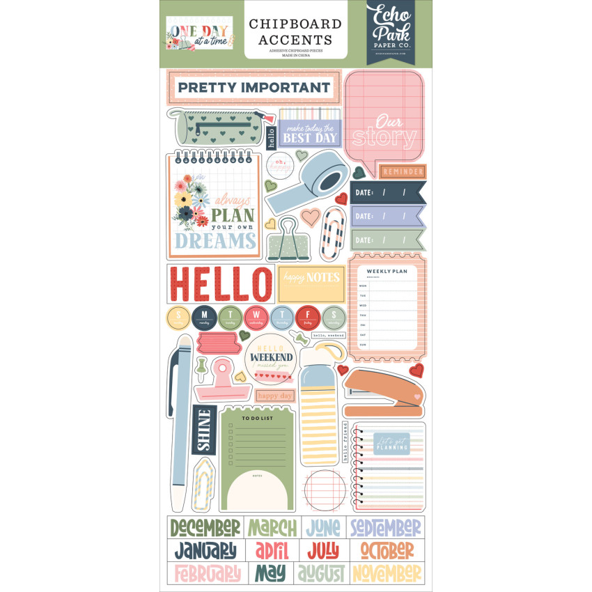 Echo Park - Sticker "One Day At A Time" Chipboard 6x13 Inch