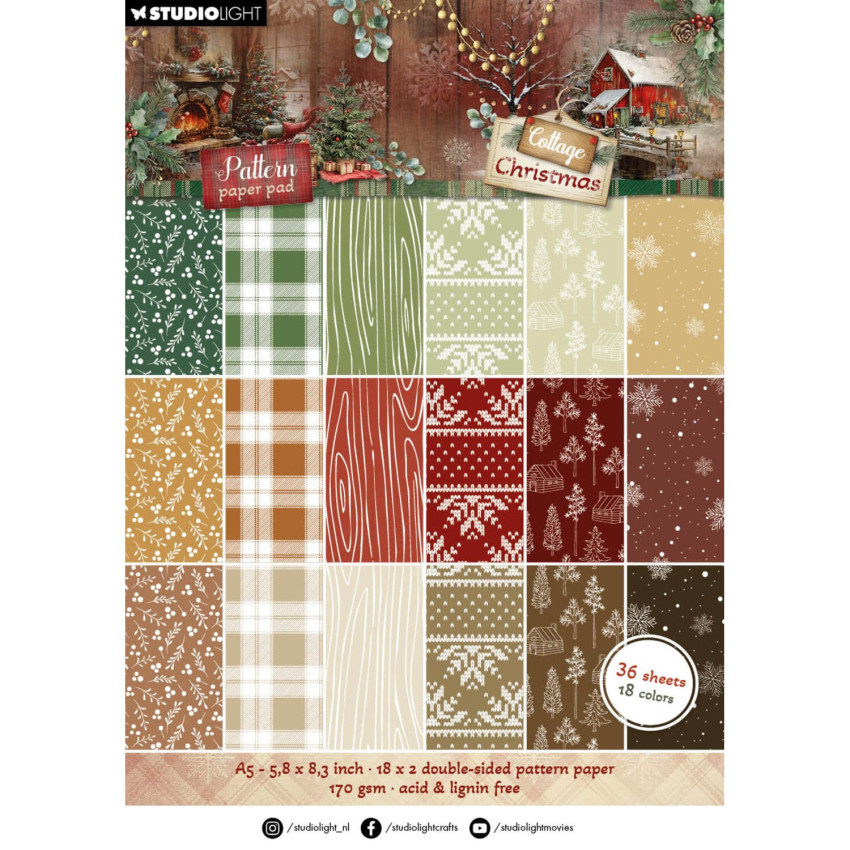 Studio Light - Designpapier A5 "Cottage Christmas" Pattern Paper Pad - 36 Bogen