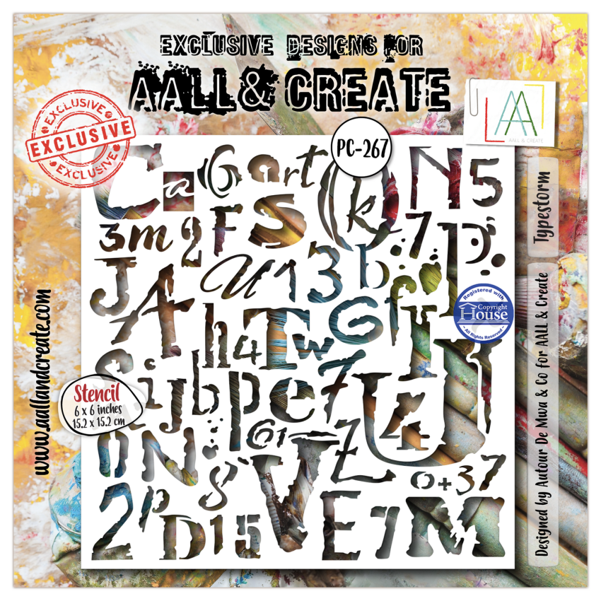 AALL and Create - Schablone 6x6 Inch "Typestorm "Stencil by Autour De Mwa & Co