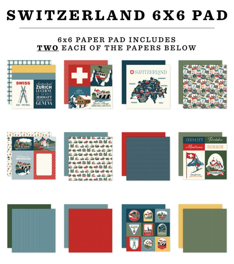 Carta Bella - Designpapier "Switzerland" Paper Pad 6x6 Inch - 24 Bogen