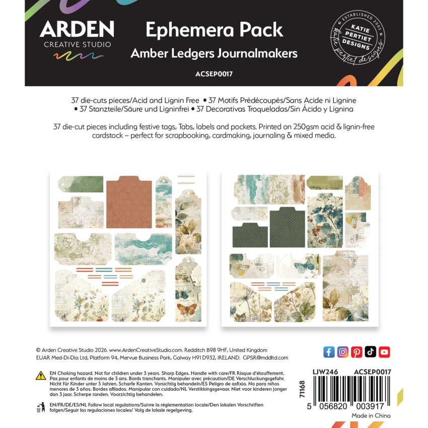 Arden Creative Studio - Stanzteile "Amber Ledgers" Ephemera Journalmakers by Katie Pertiet