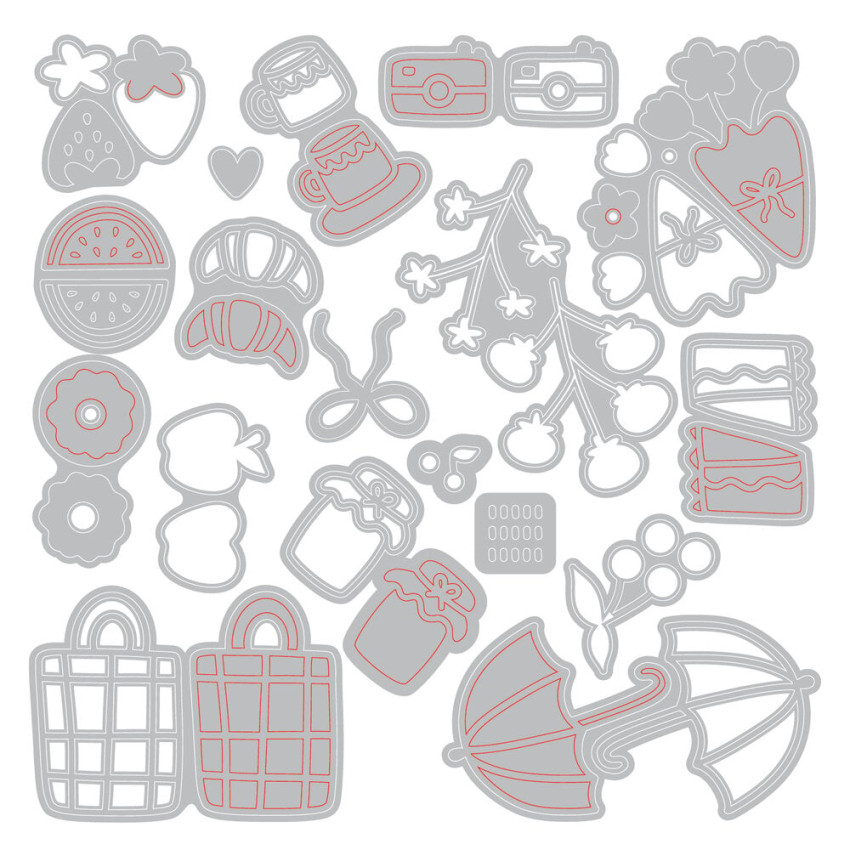 Sizzix - Stanzschablone "Picnic Treats" Thinlits Craft Dies by Letters by Shells
