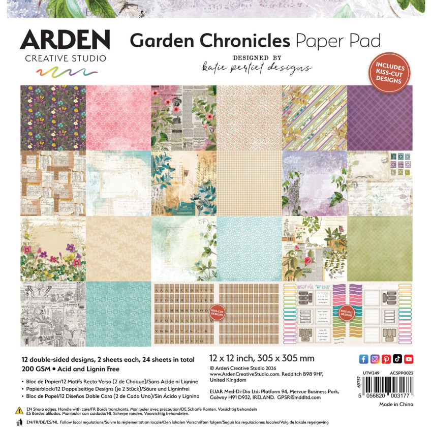 Arden Creative Studio - Designpapier "Garden Chronicles" by Katie Pertiet Paper Pack 12x12 Inch - 12 Bogen