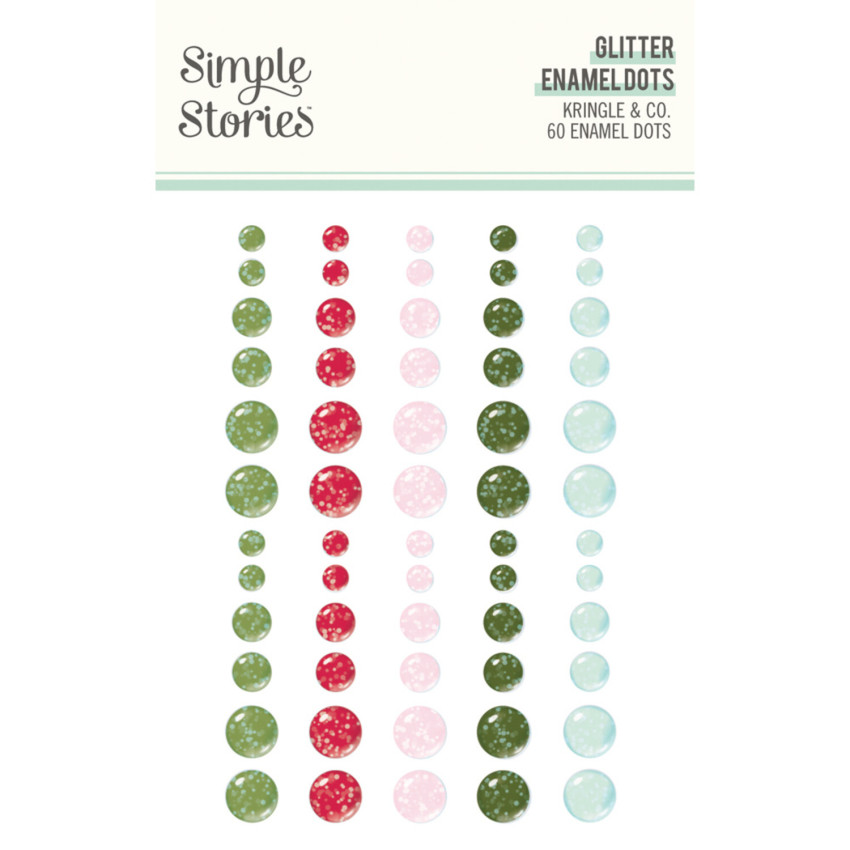 Simple Stories - Glitter Enamel Dots "Kringle & Co." 60 Stück