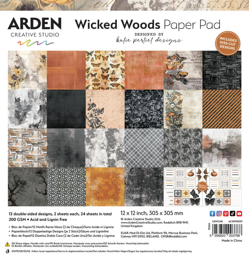Arden Creative Studio - Designpapier "Wicked Woods" by Katie Pertiet Paper Pack 12x12 Inch - 12 Bogen