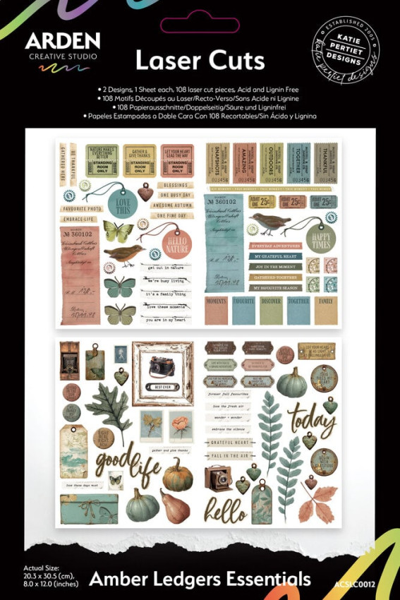 Arden Creative Studio - Stanzteile "Amber Ledgers Essentials" by Katie Pertiet Laser Cuts