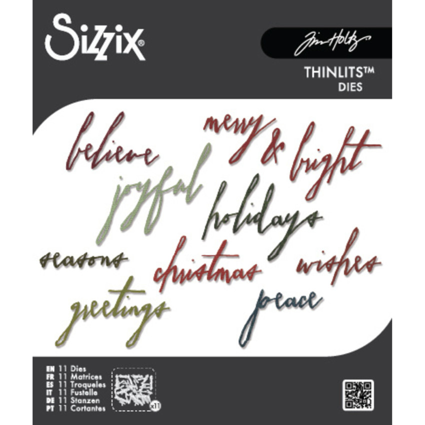 Sizzix - Stanzschablone "Classic Holiday Handwriting" Thinlits Craft Dies by Tim Holtz