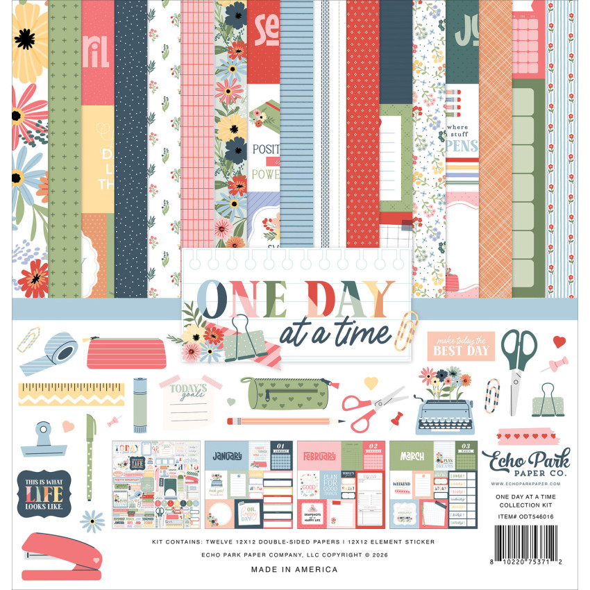 Echo Park - Designpapier "One Day At A Time" Collection Kit 12x12 Inch - 12 Bogen