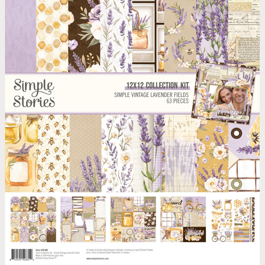 Simple Stories - Collectors Essential Kit "Simple Vintage Lavender Fields" 12 Bogen Designpapier