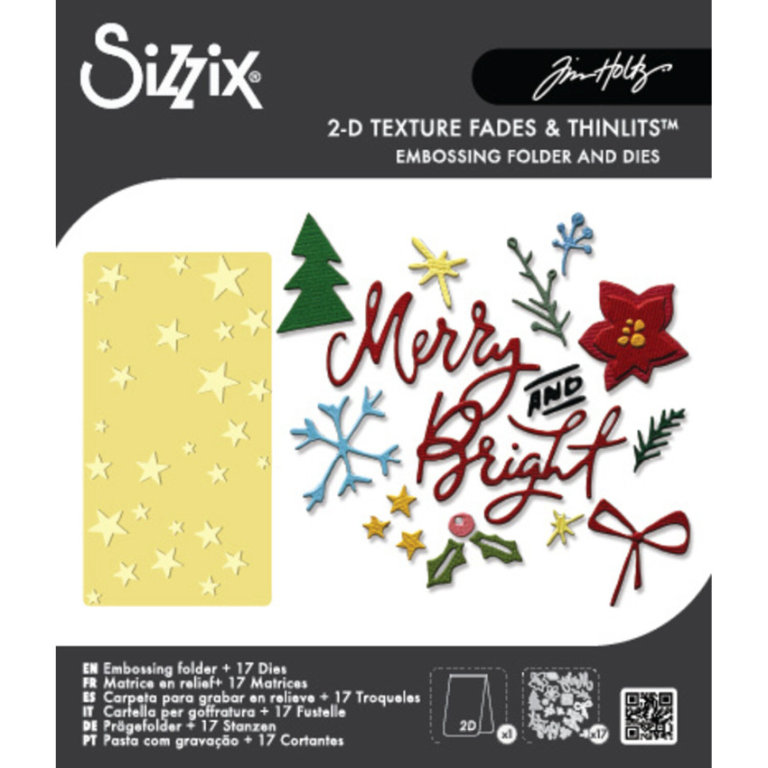 Sizzix - Stanzschablone & Prägefolder "Vault Side-Order Merry + Bright" Thinlits Die & Embossingfolder by Tim Holtz