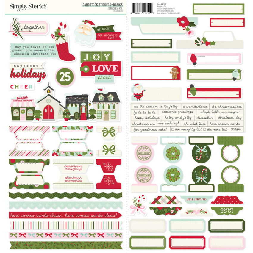 Simple Stories - Aufkleber "Kringle & Co." Cardstock Sticker Basics