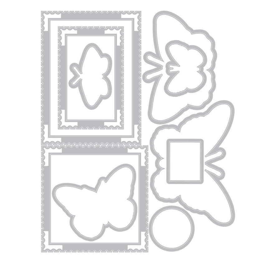 Sizzix - Stanzschablone & Stempelset "Postage Wings" Thinlits Craft Dies & Clear Stamps by by 49 & Market