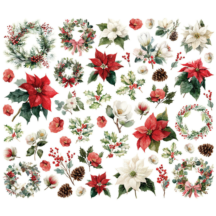 Simple Stories - Stanzteile "Simple Vintage Old-Fashioned Christmas Floral" Bits & Pieces