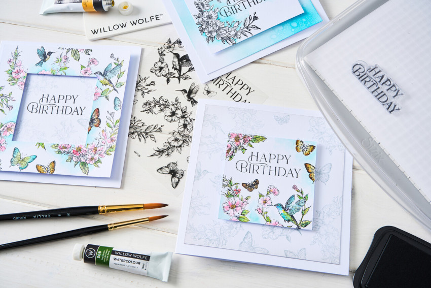 Sizzix - Stempelset "Birthday Blooms" Clear Stamps Design by Willow Wolfe