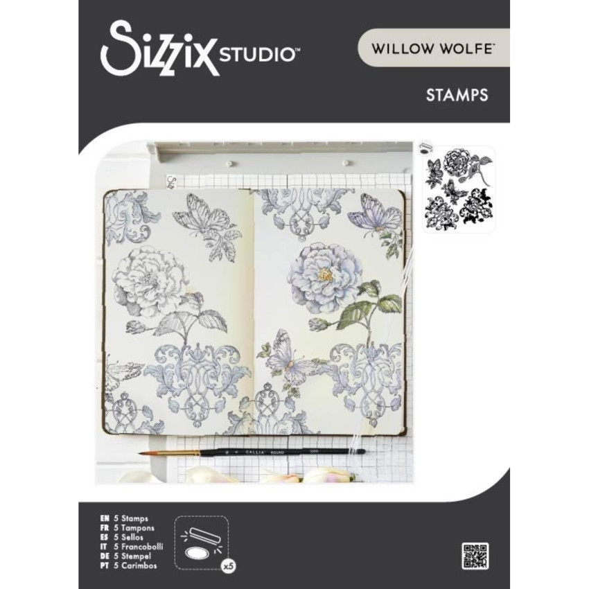 Sizzix - Stempelset "Ornamental Butterflies" Clear Stamps Design by Willow Wolfe