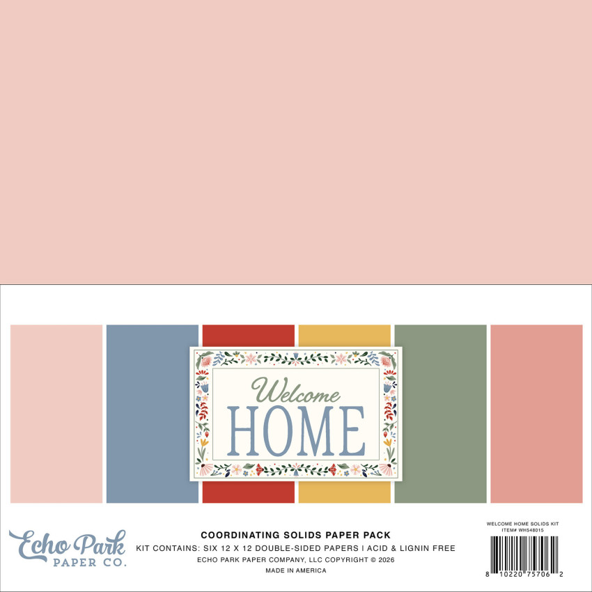 Echo Park - Cardstock "Welcome Home" Coordinating Solids Paper 12x12 Inch - 6 Bogen