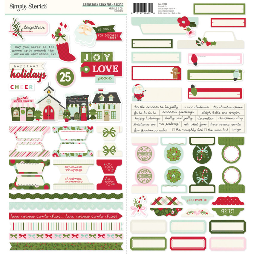 Simple Stories - Aufkleber "Kringle & Co." Cardstock Sticker Basics