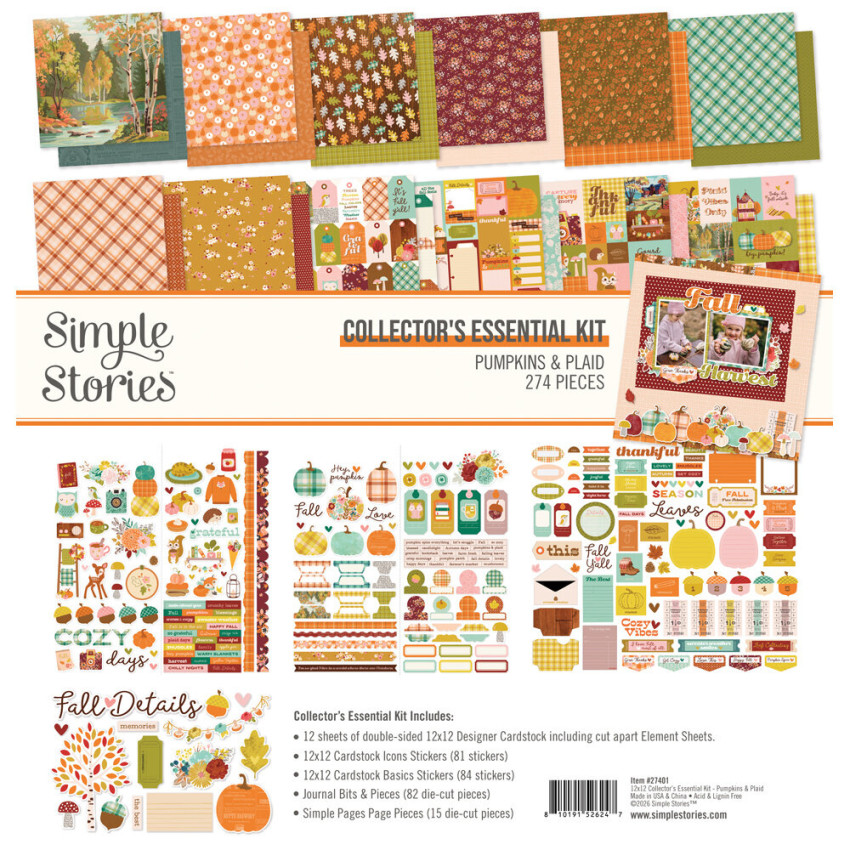 Simple Stories - Collectors Essential Kit "Pumpkins & Plaid" 12 Bogen Designpapier