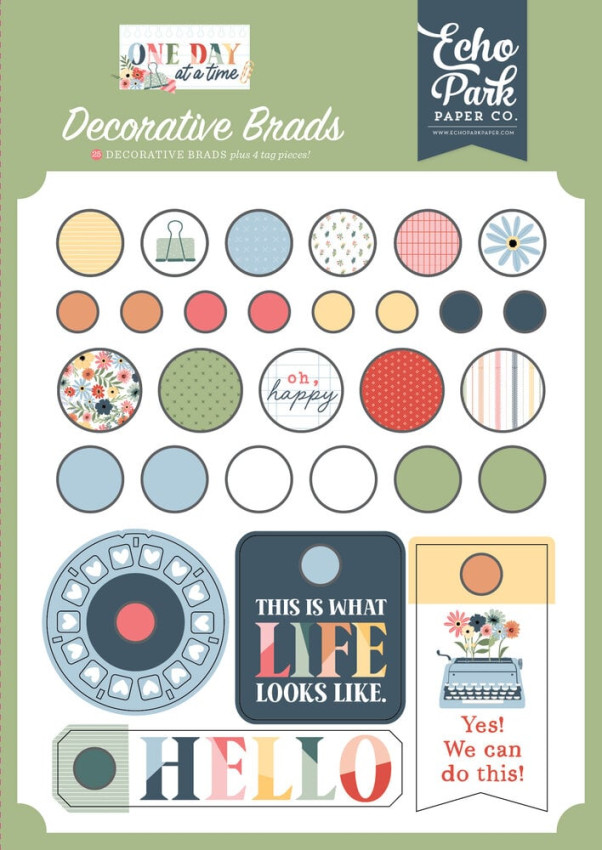 Echo Park - Decorative Brads "One Day At A Time"