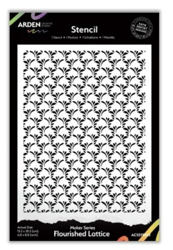 Arden Creative Studio - Schablone 6x8 Inch "Flourished Lattice" by Katie Pertiet Stencil