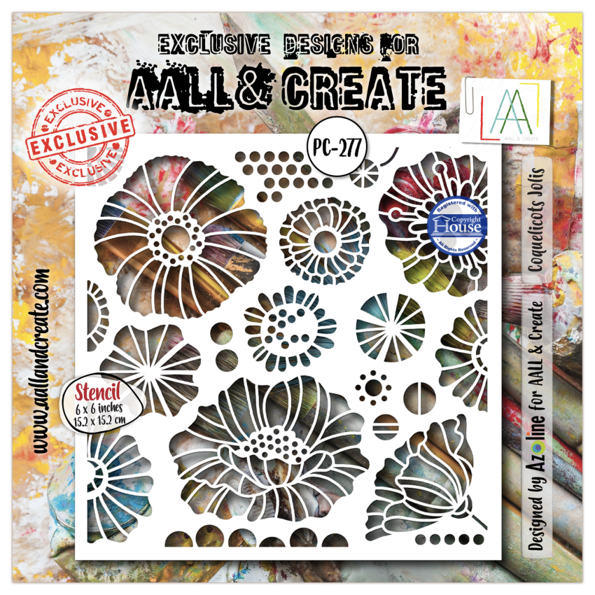 AALL and Create - Schablone 6x6 Inch "Coquelicots Jolis "Stencil by Azoline