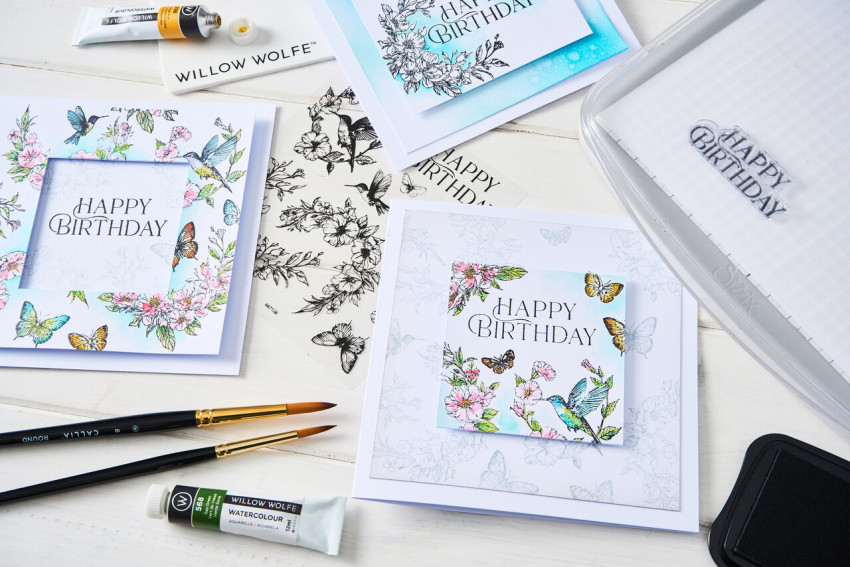 Sizzix - Stempelset "Birthday Blooms" Clear Stamps Design by Willow Wolfe