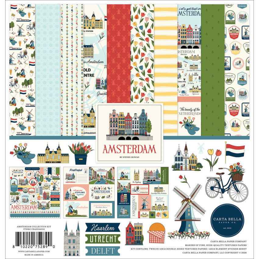 Carta Bella - Designpapier "Amsterdam" Collection Kit 12x12 Inch - 12 Bogen