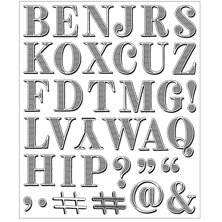 Sizzix - Stempelset "Textured Alphabet" Clear Stamps Design by 49 & Market