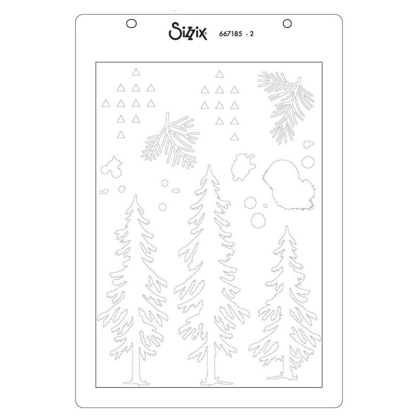 Sizzix - Stempel & Schablone "Outdoor Essentials" Stencil & Clear Stamps Design by 49 & Market