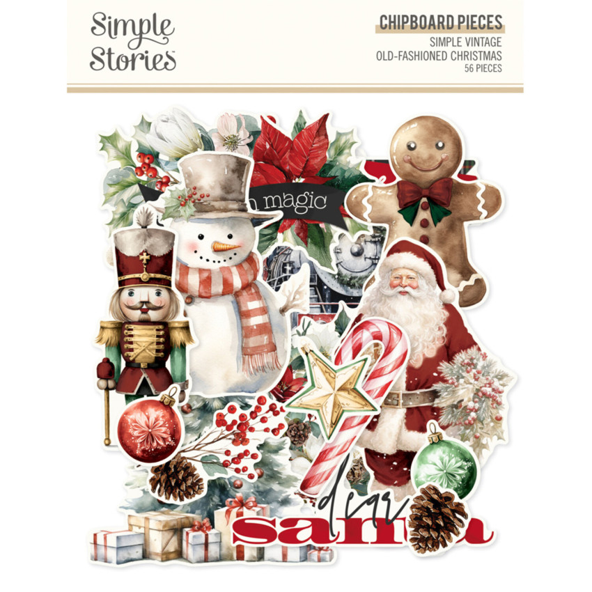 Simple Stories - Aufkleber "Simple Vintage Old-Fashioned Christmas" Chipboard Pieces