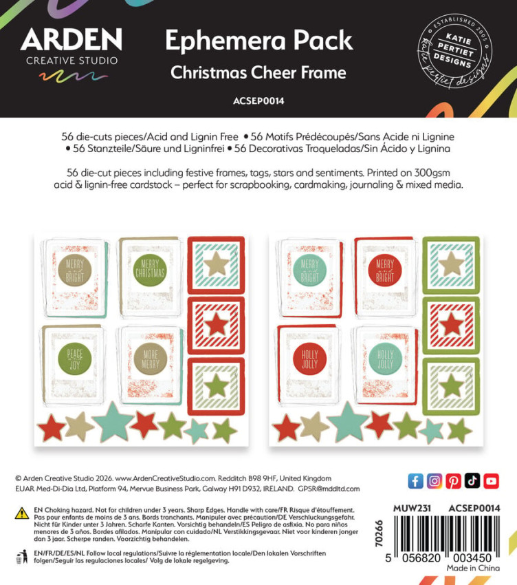 Arden Creative Studio - Stanzteile "Christmas Cheer" Ephemera Frame by Katie Pertiet