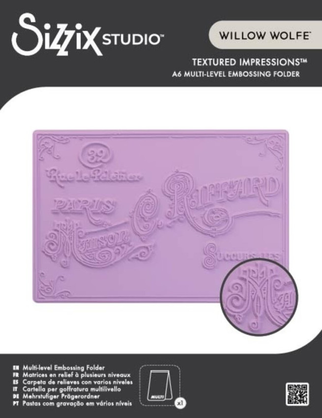 Sizzix - Multi-Level Prägefolder "Vintage Label" Embossing Folder A6 - Design by Willow Wolfe