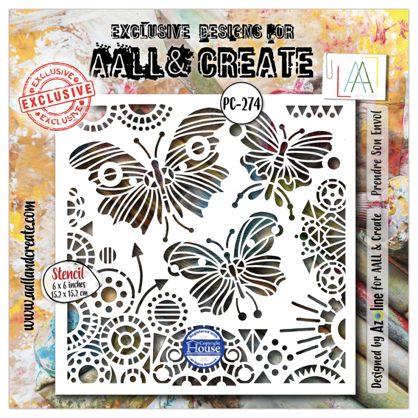 AALL and Create - Schablone 6x6 Inch "Prendre Son Envol "Stencil by Azoline