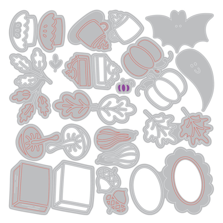 Sizzix - Stanzschablone "Cozy Fall Favorites" Thinlits Craft Dies by Letters by Shells