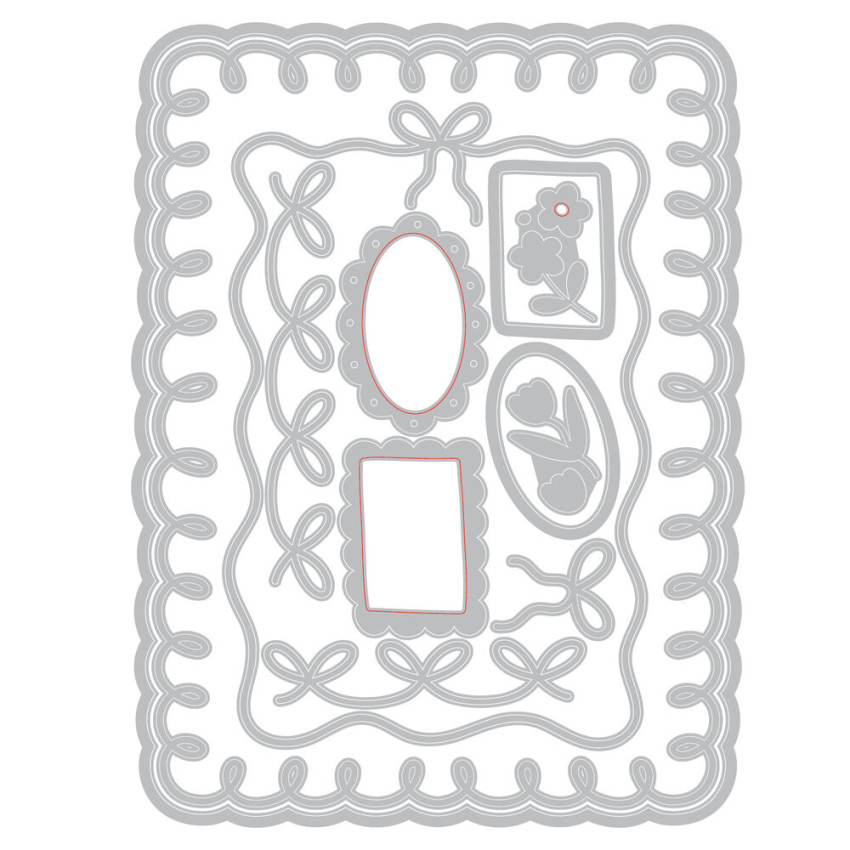 Sizzix - Stanzschablone "Loops, Bows & Frames" Thinlits Craft Dies by Letters by Shells