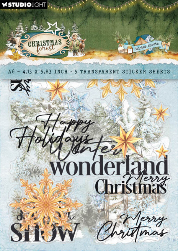 Studio Light - Transparent Stickers "Christmas Forest" Elements & Texts