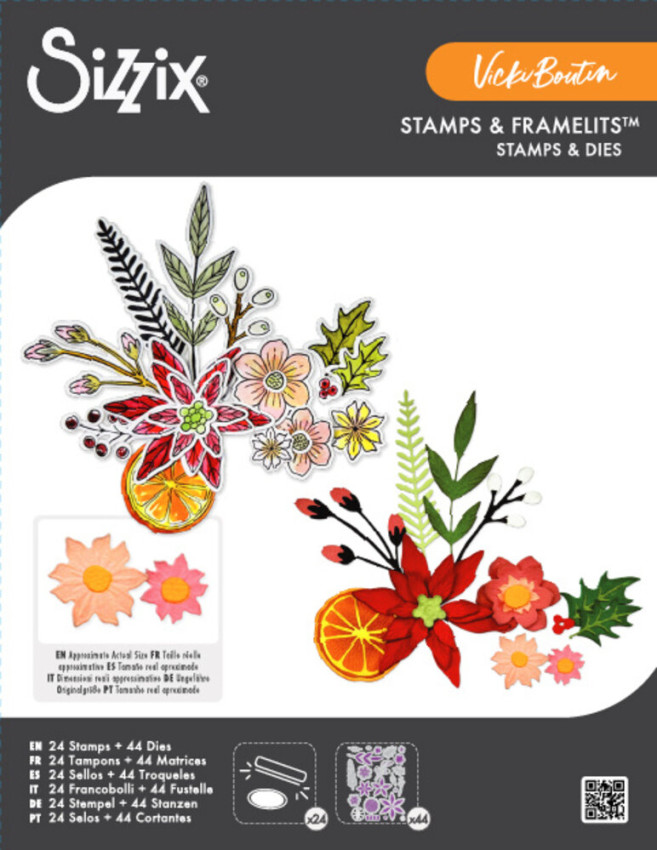 Sizzix - Stanzschablone & Stempelset "Winter Florals" Thinlits Craft Dies & Clear Stamps by by Vicki Boutin