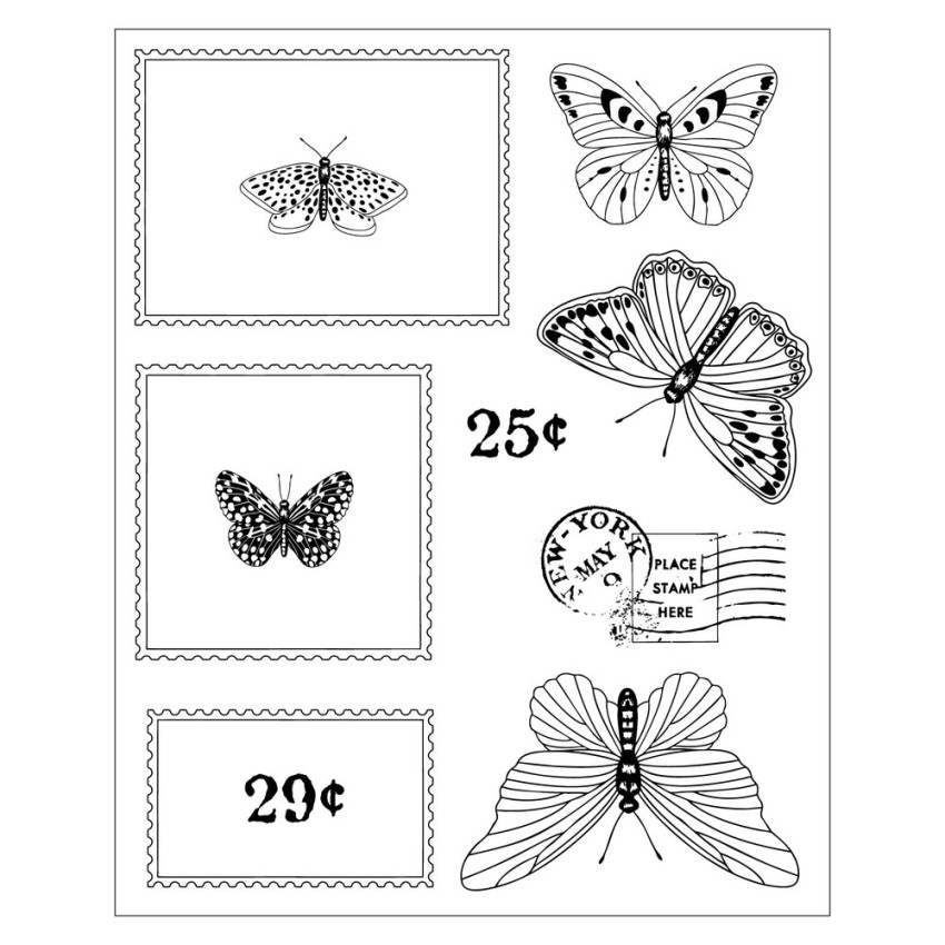 Sizzix - Stanzschablone & Stempelset "Postage Wings" Thinlits Craft Dies & Clear Stamps by by 49 & Market
