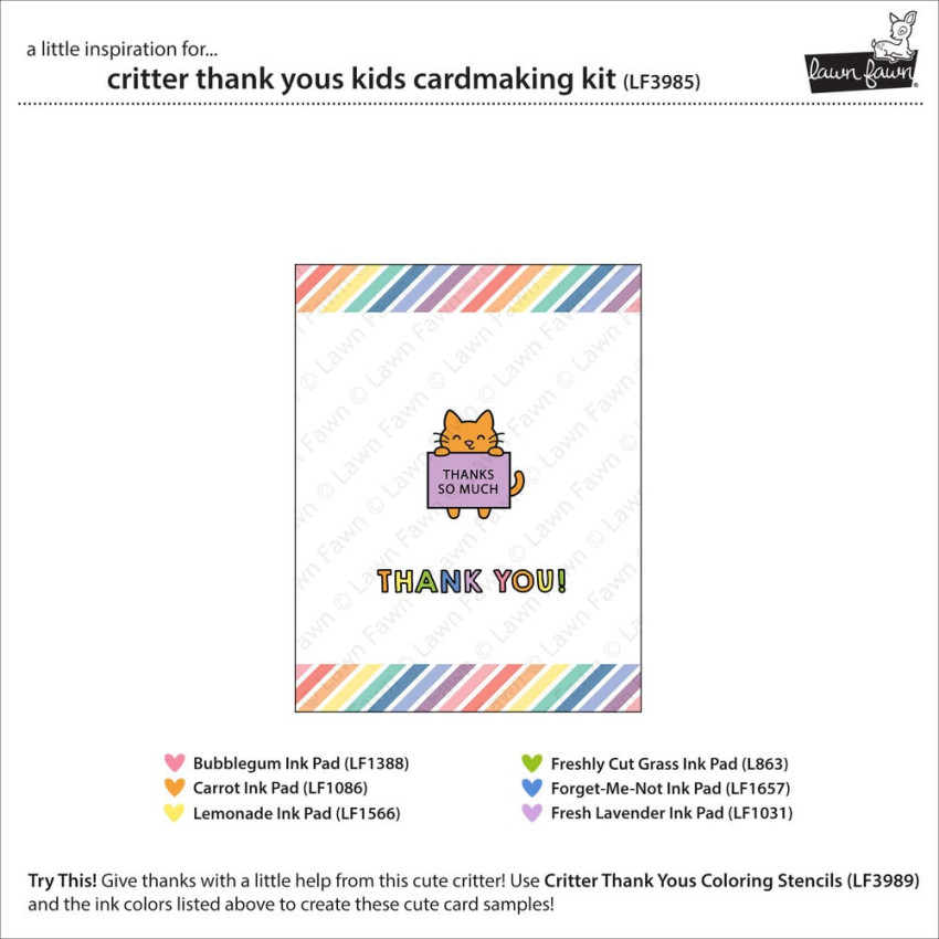 Lawn Fawn - Kids Cardmaking Kit "Critter Thank Yous"