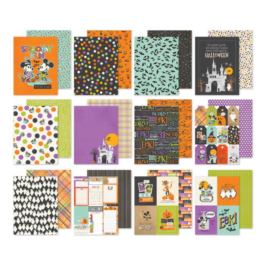 Simple Stories - Designpapier "Say Cheese Classic Mouse Halloween" Paper Pack 6x8 Inch - 24 Bogen