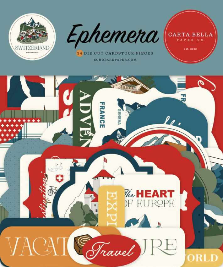 Carta Bella - Stanzteile "Switzerland" Ephemera