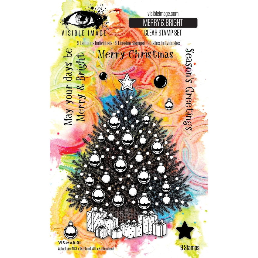 Visible Image - Stempelset 4x6 Inch "Merry & Bright" Clear Stamps by Mark Alexander