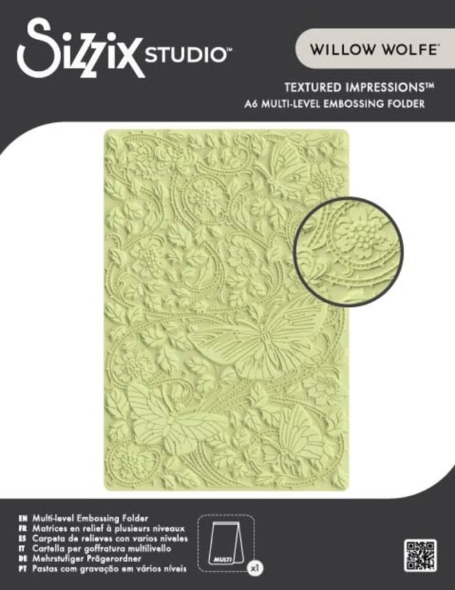 Sizzix - Multi-Level Prägefolder "Nouveau Butterfly" Embossing Folder A6 - Design by Willow Wolfe