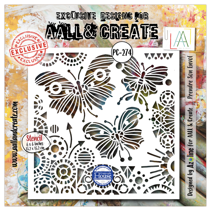 AALL and Create - Schablone 6x6 Inch "Prendre Son Envol "Stencil by Azoline