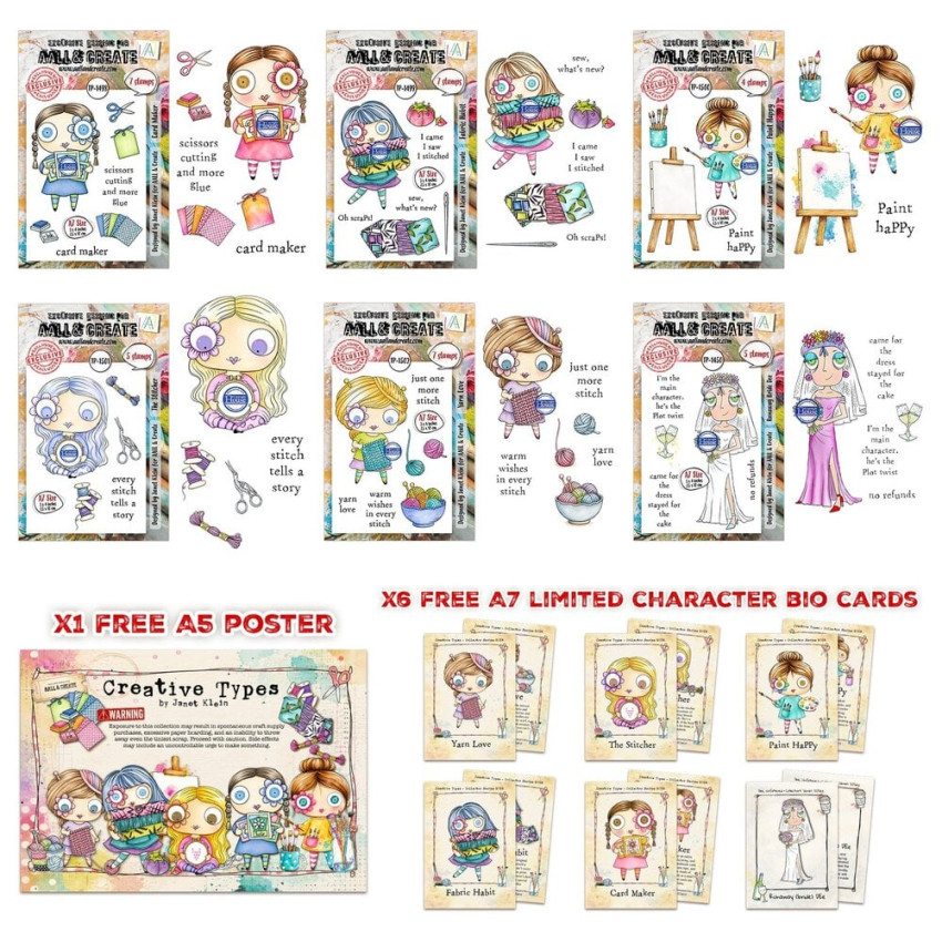AALL and Create - Stempel Bundle "Creative Types" A5 Clear Stamps
