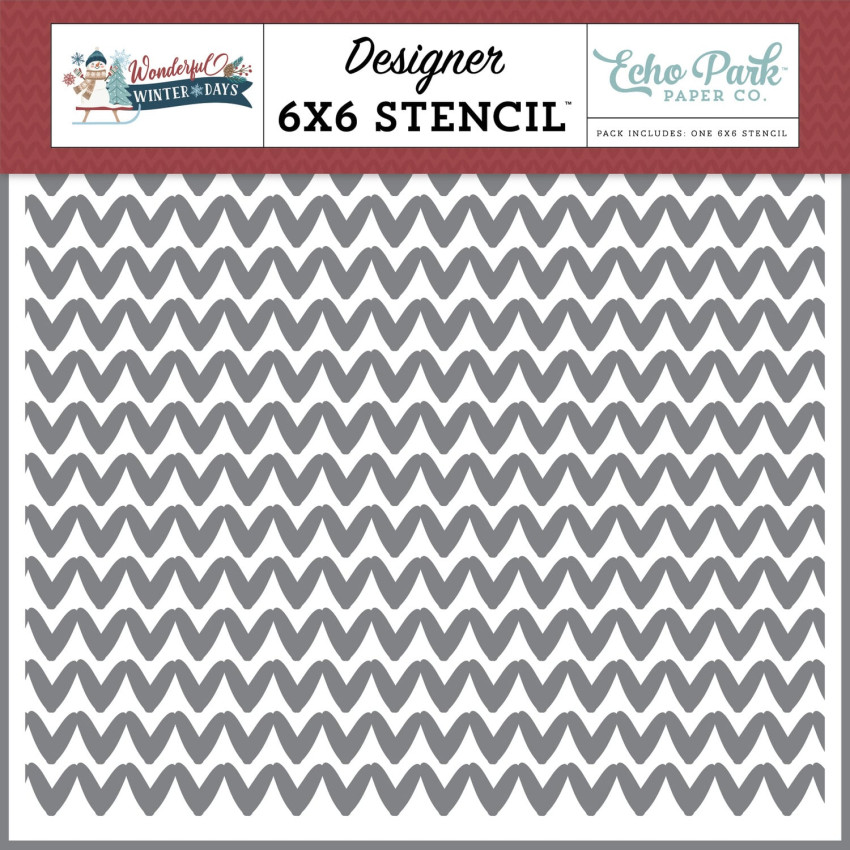 Echo Park - Schablone "Warm Woven Sweater" Stencil 6x6 Inch - Wonderful Winter Days