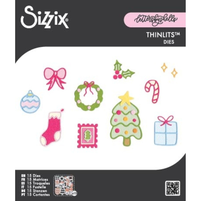 Sizzix - Stanzschablone "Holiday Cheer" Thinlits Craft Dies by Letters by Shells