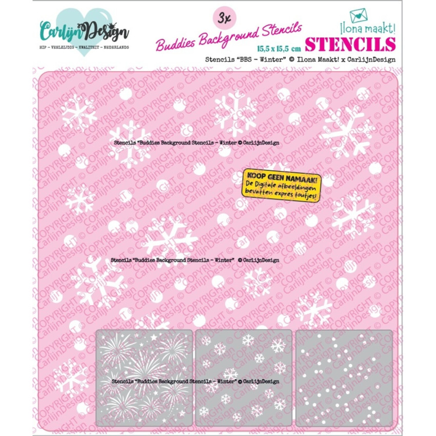 Carlijn Design - Schablone 15*15 cm "BBS Winter" by Ilona Maakt Stencil