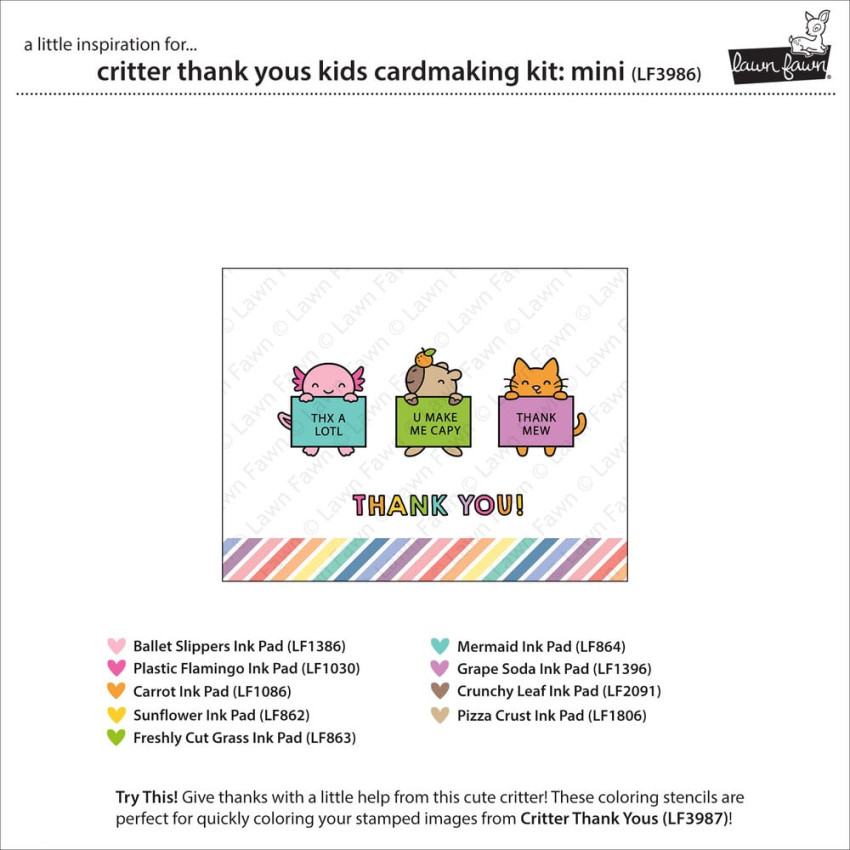 Lawn Fawn - Kids Cardmaking Kit Mini "Critter Thank Yous"